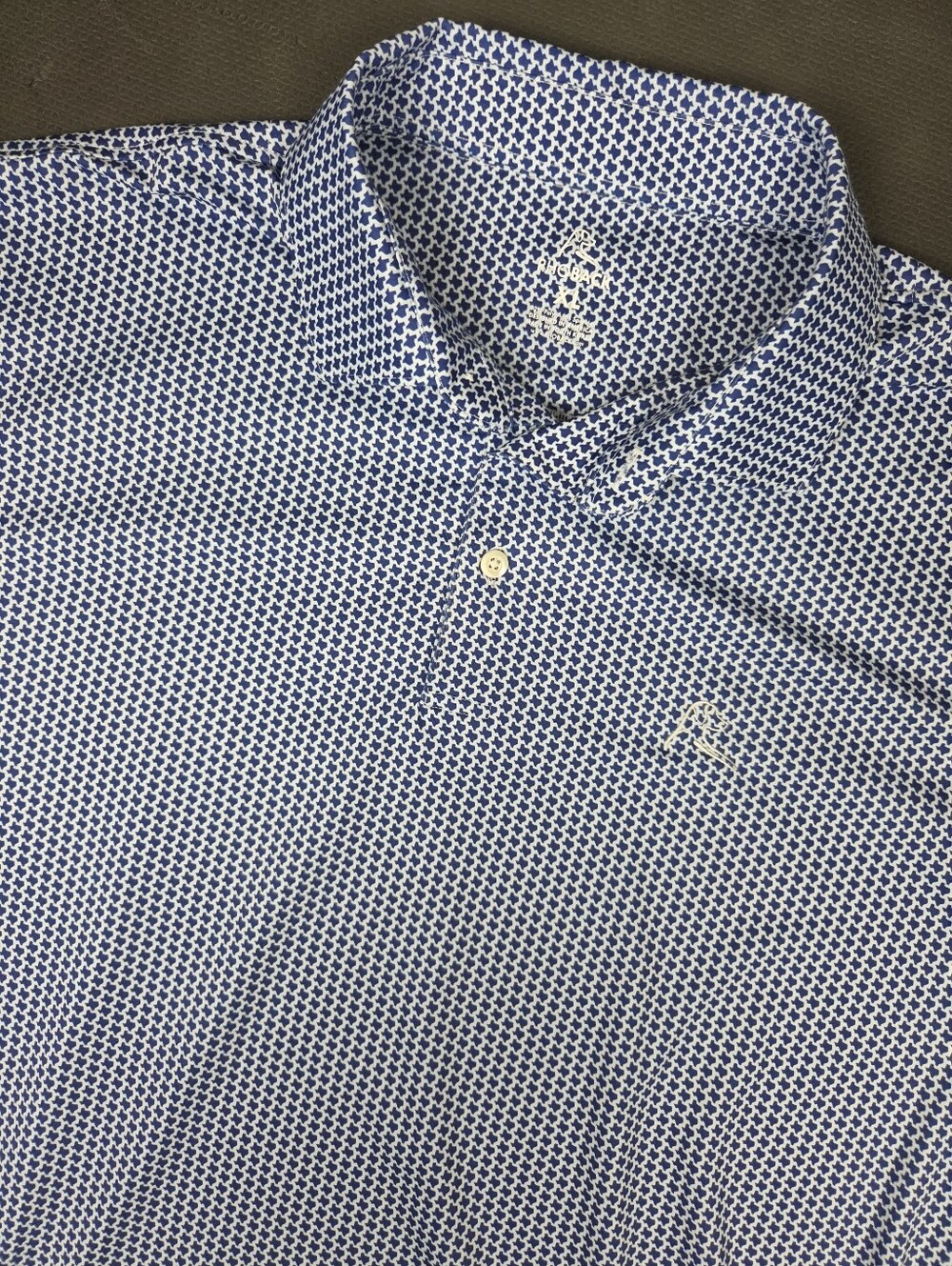 Rhoback The Don't Mess Performance Polo Shirt Texas Flag Blue Geometric Men's XL